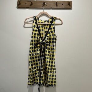 ANTHROPOLOGIE Boho Embellished Tank Top Mixed Print Size Medium Beaded Neckline